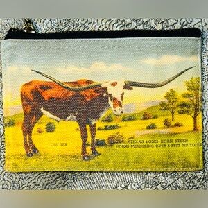 Longhorn zippered canvas pouch/coin purse
